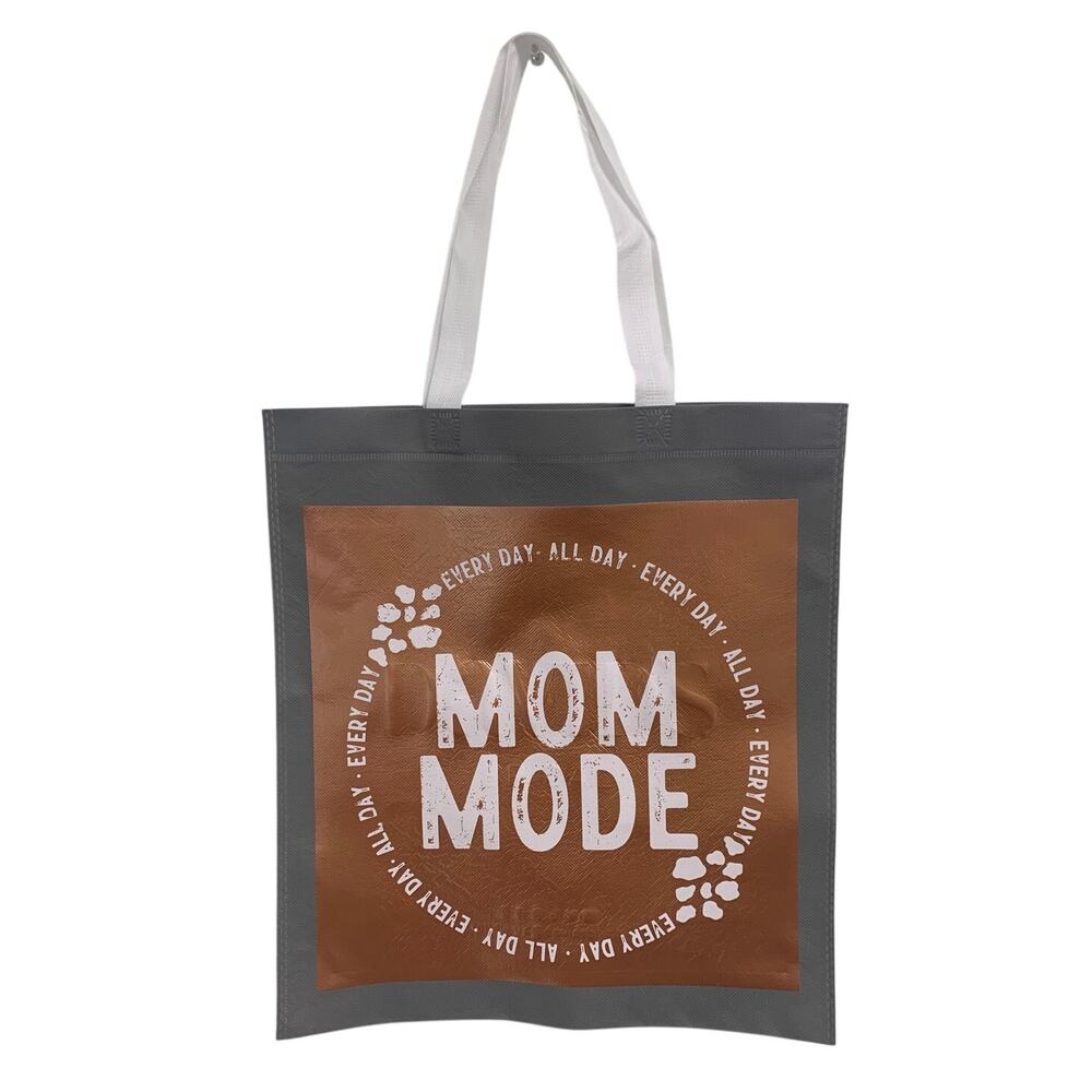 New Upcycled Hand Printed Mom Mode Every Day All Day Shopper Tote Bag